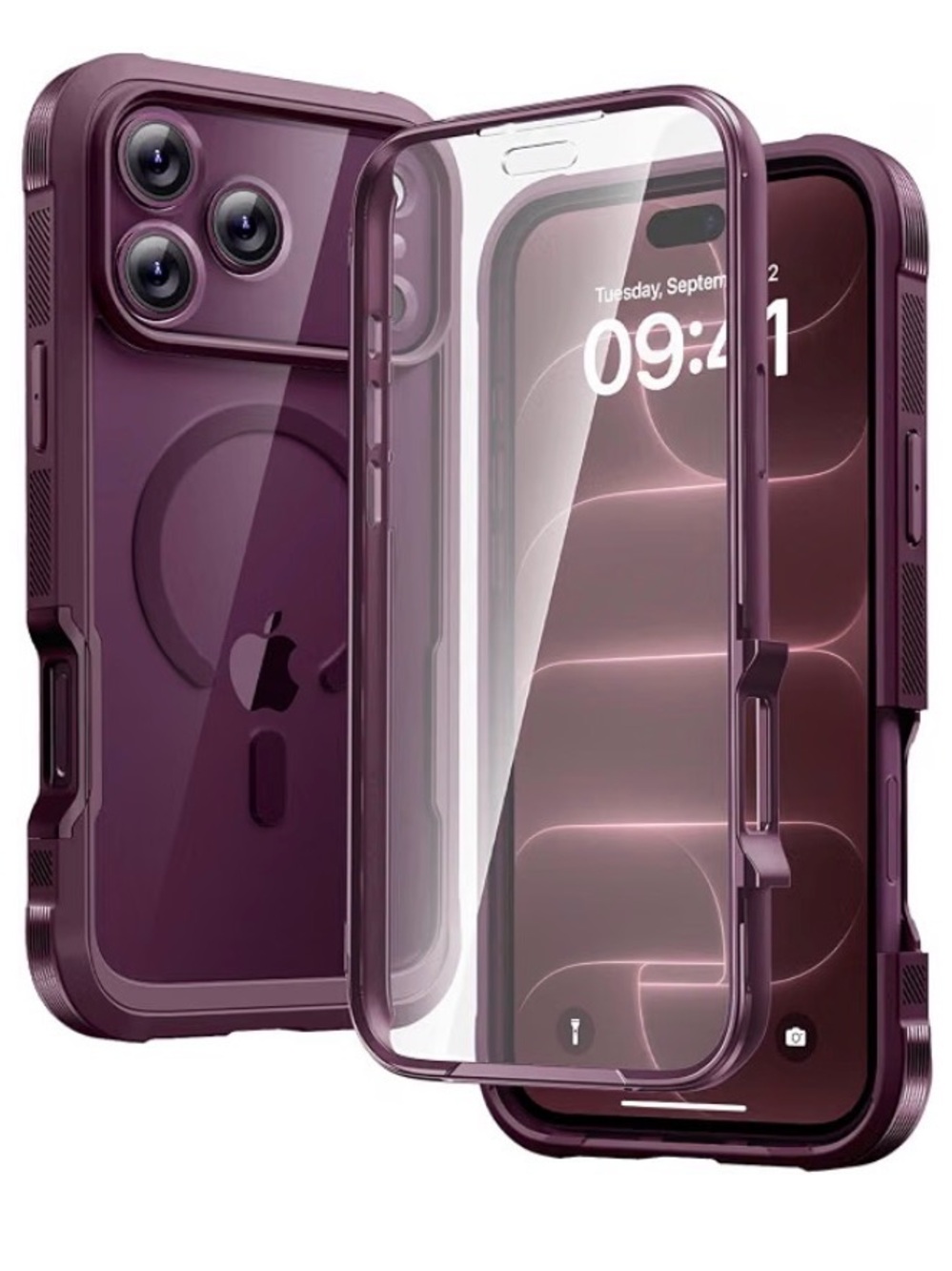 Magnetic for iPhone 18 Pro Case with Screen Protector, Burgundy
